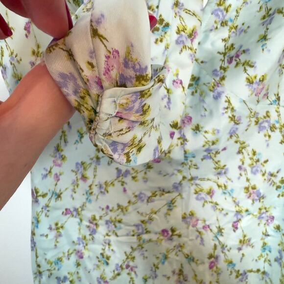 Rebecca Taylor Floral Silk Halter Midi Dress In Light Blue Size 8 - Picture 8 of 14